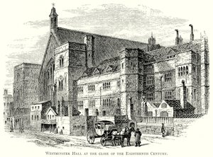 Westminster Hall alla fine del XVIII secolo (incisione) da English School