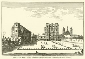 Whitehall circa 1650, da una copia di Smith di una rara stampa di Israel Silvestre da English School