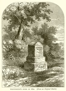 Pietra di Whittington nel 1820 da English School