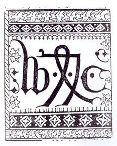 Marchio di stampa di William Caxton (c.1422 - c.91), illustrazione da Science and Literature in the Middle Ages and Renaissance, scritto e inciso da Paul Lacroix, 1878 da English School