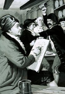 Il primissimo disegno satirico di William Hogarth fu ispirato da una rissa in una taverna