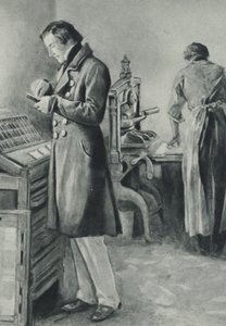 William Lloyd Garrison prepara i caratteri per il suo giornale
