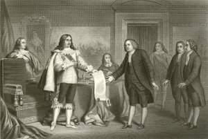 William Penn riceve la Carta della Pennsylvania da Carlo II da English School