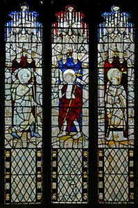 Finestra N5 che raffigura San Tommaso dubbioso: con il Cristo Risorto e San Tommaso Becket?
