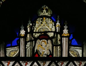 Finestra Sa raffigurante un baldacchino con un angelo musicale da English School