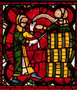 Vetrata raffigurante un venditore di barili, c.1300