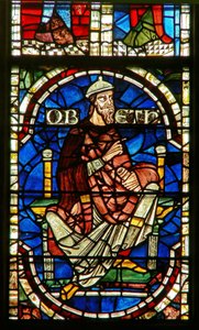 Vetrata raffigurante una figura genealogica: Obed da English School