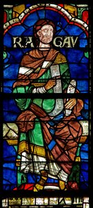 vetrata raffigurante una figura genealogica: Ragau da English School