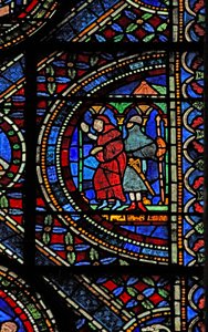 Scena dalla vita di San Tommaso Becket: un cavaliere armato e un monaco