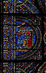 Scena dalla vita di San Tommaso Becket: cavalieri alla porta di Canterbury da English School