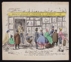 Vetrina del negozio di stampe umoristiche di Carter, Regent Street Londra da English School