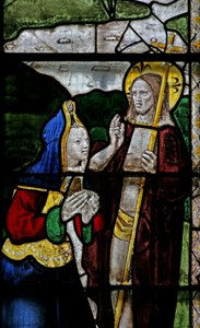 Finestra s3 raffigurante una scena di Resurrezione: Noli Me Tangere da English School