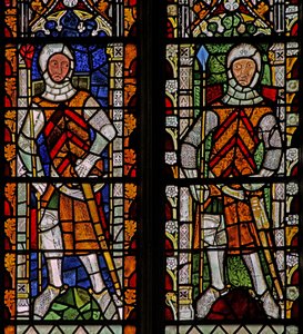 Finestra s4 che raffigura William Lord de la Zouche e Gilbert I de Clare da English School