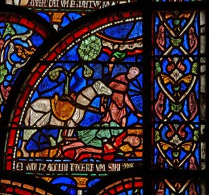 Scena da una finestra miracolosa di San Tommaso Becket: William di Gloucester è sepolto ma la sua voce si sente da English School