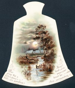 Scena invernale, forma di campana, Cartolina di Natale da English School