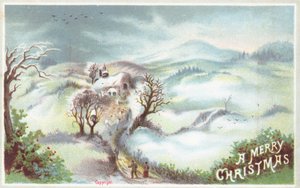 Scena invernale, cartolina di Natale da English School