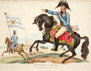 Guglielmo Federico, Re di Prussia, pub. da Richard Evans, inciso da Romney, illustrazione da An Historical Account of the Battle of Waterloo di William Mudford, 1816 da English School