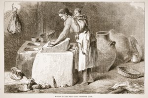 Donna della costa occidentale che macina il grano, illustrazione da L