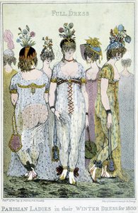 Meraviglioso: donne parigine nei loro abiti invernali per il 1800, cartone animato inglese da English School