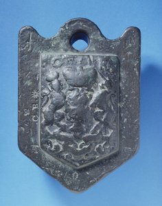 Peso di lana (14 libbre) con le armi degli Stuart e timbrato C.B, XVII secolo