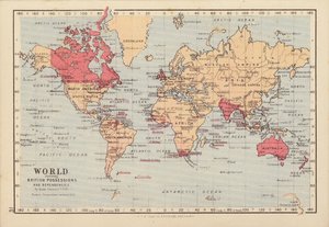 Mondo che mostra i possedimenti e le dipendenze britanniche