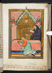 Storpio che prega sulla tomba di San Cuthbert, illustrazione da 