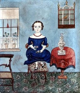 Giovane ragazza che balla su una sedia in un interno, c.1840