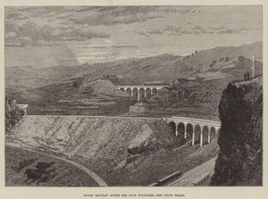 Ferrovia a zigzag attraverso le Blue Mountains, Nuovo Galles del Sud (incisione) da English School