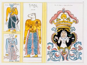 Simboli zodiacali, da La Storia e Dottrina del Buddhismo di Edward Upham, 1829