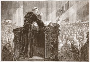 Zwingle predica nella cattedrale di Zurigo, illustrazione da La storia del protestantesimo di James Aitken Wylie (1808-1890), pub. 1878 da English School