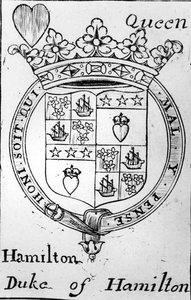 Carta da gioco raffigurante lo stemma del Duca di Hamilton da English School English School