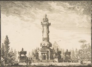 Elevazione in prospettiva di una colonna funeraria destinata per la sepoltura..., 1746-50 da Ennemond Alexandre Petitot
