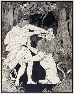 Disegno di Sansone che combatte un leone (incisione) da Ephraim Moses Lilien