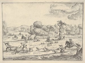 Caccia al cinghiale in un paesaggio, ca. 1620-38