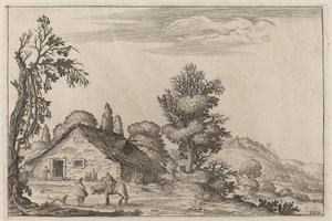 Paesaggio con un viaggiatore davanti a un cottage da Ercole Bazicaluva