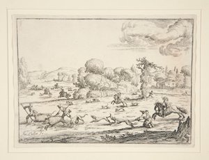 Scena di caccia: Vicino alla preda (dopo un disegno di Jacques Callot 1592-1635)