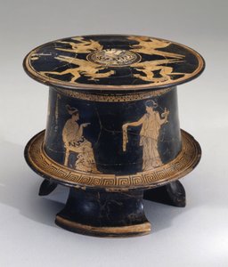 Pyxis a figure rosse, Attica, c.430 a.C. da Eretria Painter Eretria Painter