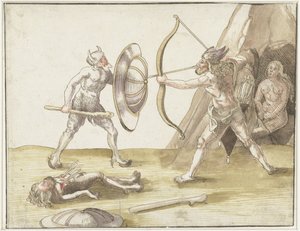 Combattimento tra due uomini selvaggi da Erhard Schon