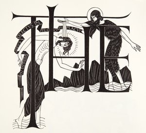 Il battesimo di Gesù da parte di Giovanni Battista dai Quattro Vangeli da Eric Gill