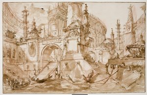 Fantasia architettonica – porto antico da Eric Hebborn