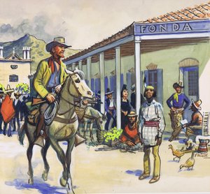 La Fonda, Santa Fe (gouache on paper)