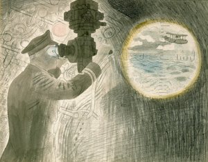 Un ufficiale di sottomarino che guarda attraverso il periscopio da Eric Ravilious