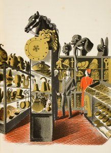 Negozio di costumi e oggetti di scena teatrali, illustrazione da 