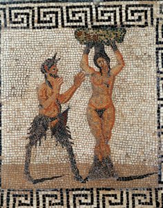 Satiro e ninfa. Mosaico da Pompei, Italia da Erich Lessing