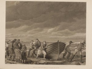 Pescatori di Hornbek salvano il capitano di una nave arenata (A.1775) da Erling Eckersberg