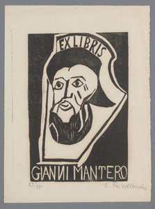Ex libris di Gianni Mantero da Erna Levy Friedländer (signed by artist)