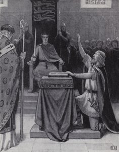 Harold Godwinson giura su reliquie sacre di sostenere la pretesa al trono inglese di Guglielmo, Duca di Normandia da Ernest (after) Board