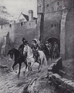 Oliver Cromwell con il suo esercito a Bootham Bar, York quando Carlo II cercò di reclamare il trono nel 1650