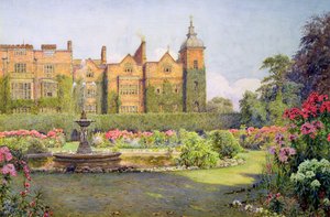 Facciata ovest e giardini di Hatfield House, Herts
