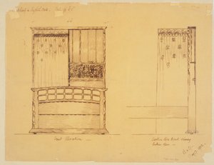 Progetto per un letto in quercia inglese, 1902 da Ernest Barnsley